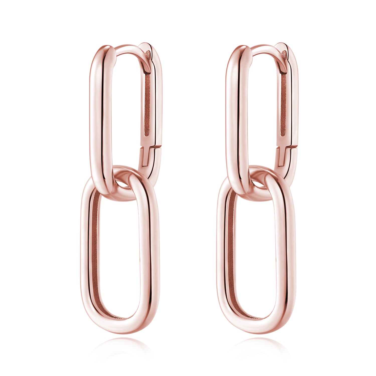 Reffeer 925 Sterling Silver Link Chain Earrings Hoop for Women Teens U Hoop Earrings Minimalist Huggie Drop Earrings