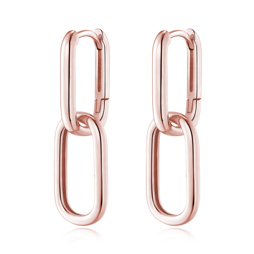 Reffeer 925 Sterling Silver Link Chain Earrings Hoop for Women Teens U Hoop Earrings Minimalist Huggie Drop Earrings