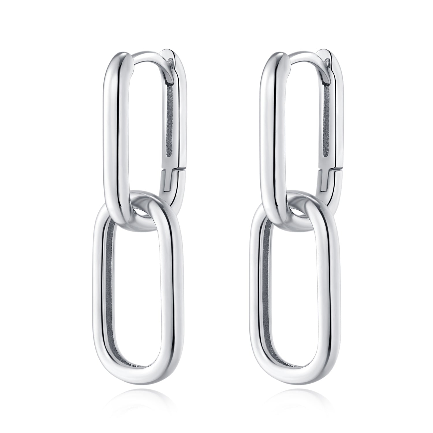 Reffeer 925 Sterling Silver Link Chain Earrings Hoop for Women Teens U Hoop Earrings Minimalist Huggie Drop Earrings