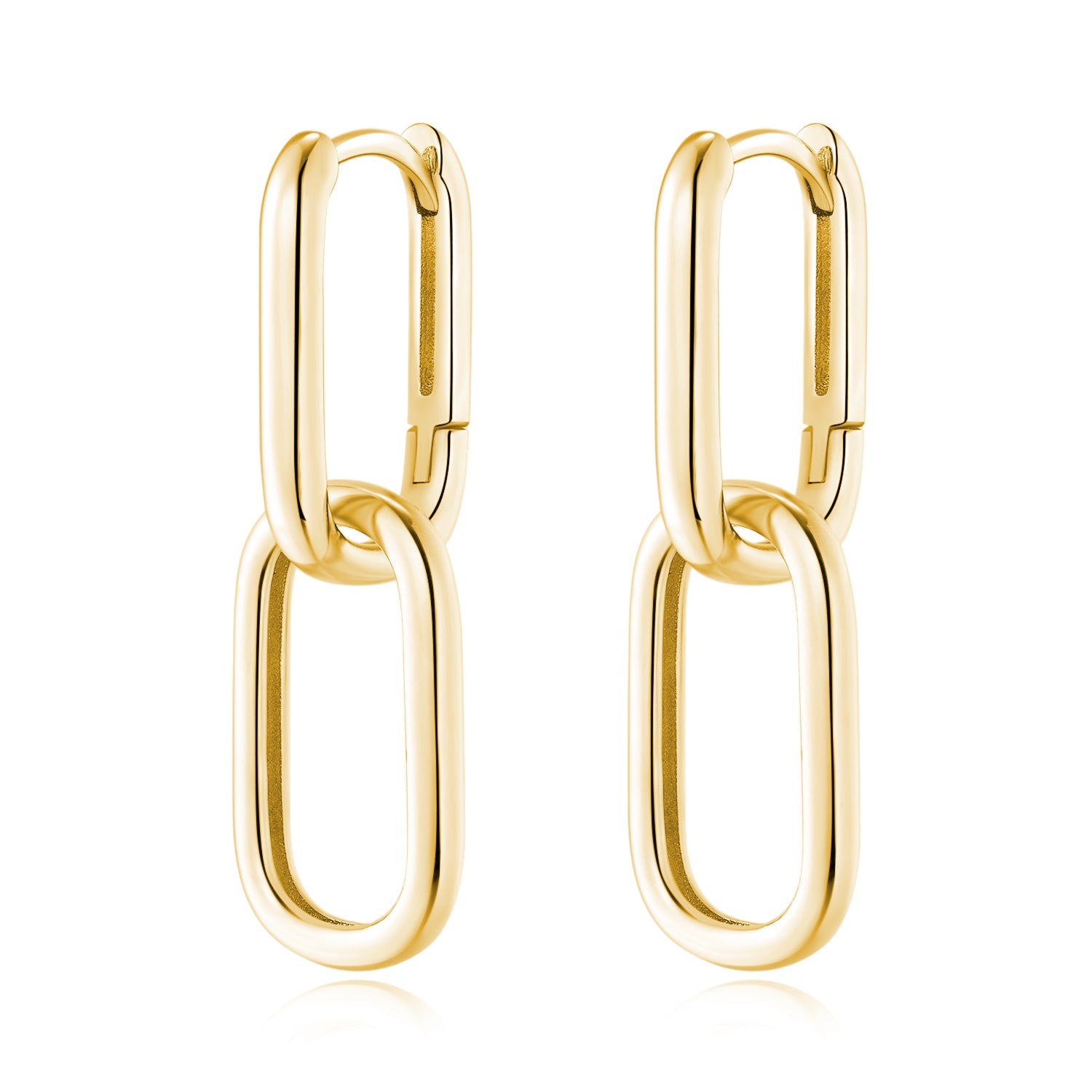 Reffeer 925 Sterling Silver Link Chain Earrings Hoop for Women Teens U Hoop Earrings Minimalist Huggie Drop Earrings