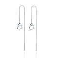 Reffeer Solid 925 Sterling Silver Love Heart Chain Dangle Earrings Drops for Women Teen Girls Heart Tassel Dangle Earrings Threader