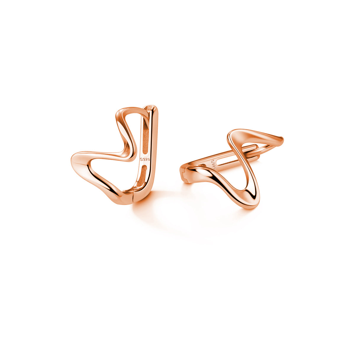 Reffeer Solid 925 Sterling Silver Wave Hoop Earrings Huggie for Women Teen Girls Minimalist Hoop Earrings Helix Cartilage Hoops