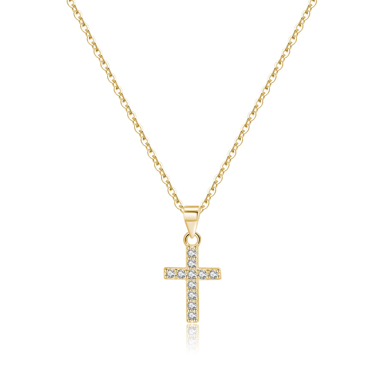 Reffeer Solid 925 Sterling Silver CZ Cross Necklace Choker for Women Teen Girls Dainty Cross Pendant Necklace