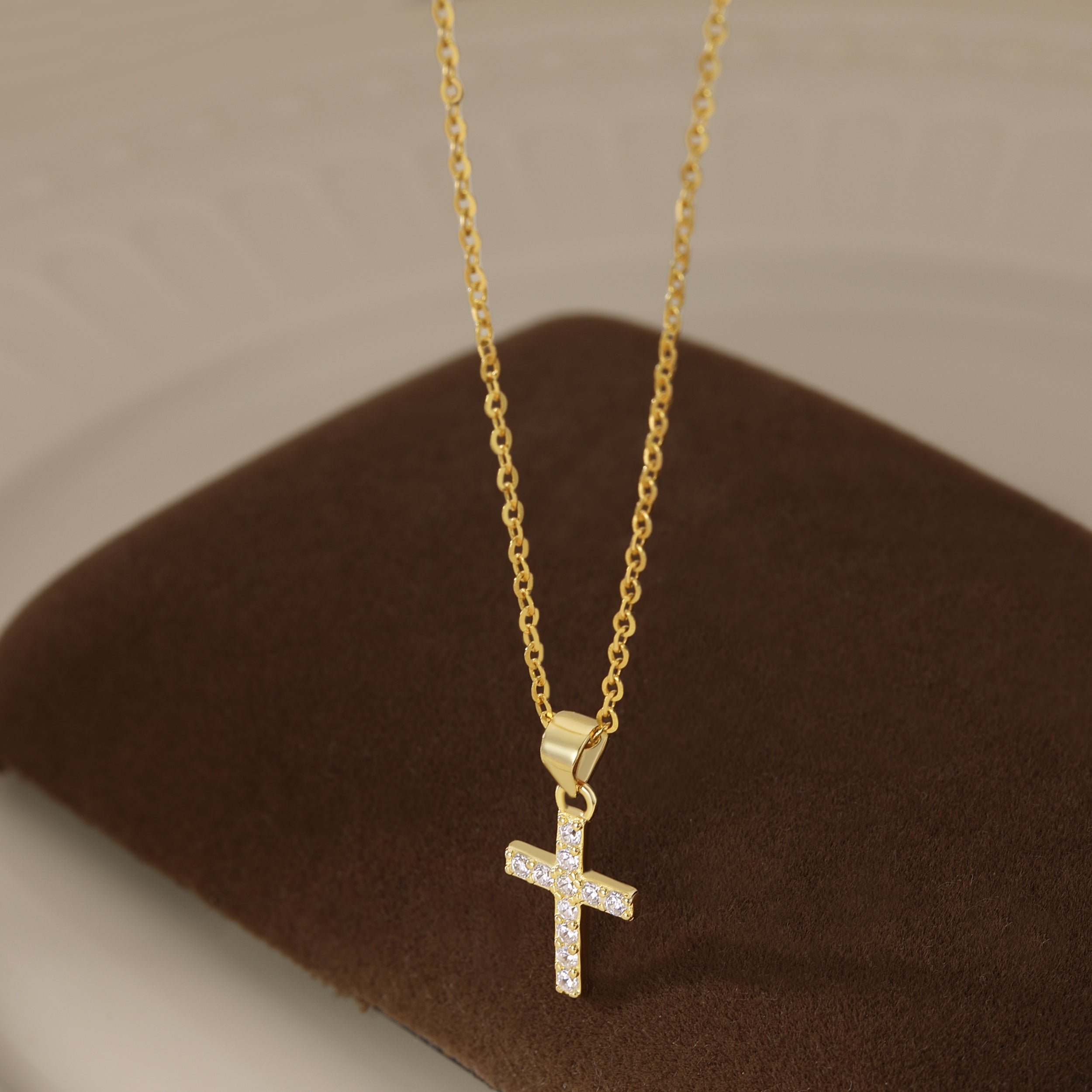 Reffeer Solid 925 Sterling Silver CZ Cross Necklace Choker for Women Teen Girls Dainty Cross Pendant Necklace