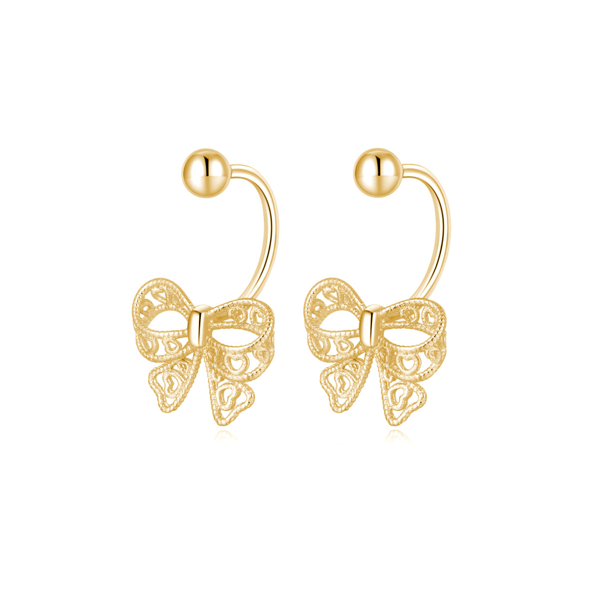 Reffeer Solid 925 Sterling Silver Bow Half Hoop Earrings Huggie for Women Teen Girls Bowknot Hoop Earrings Open Hoops