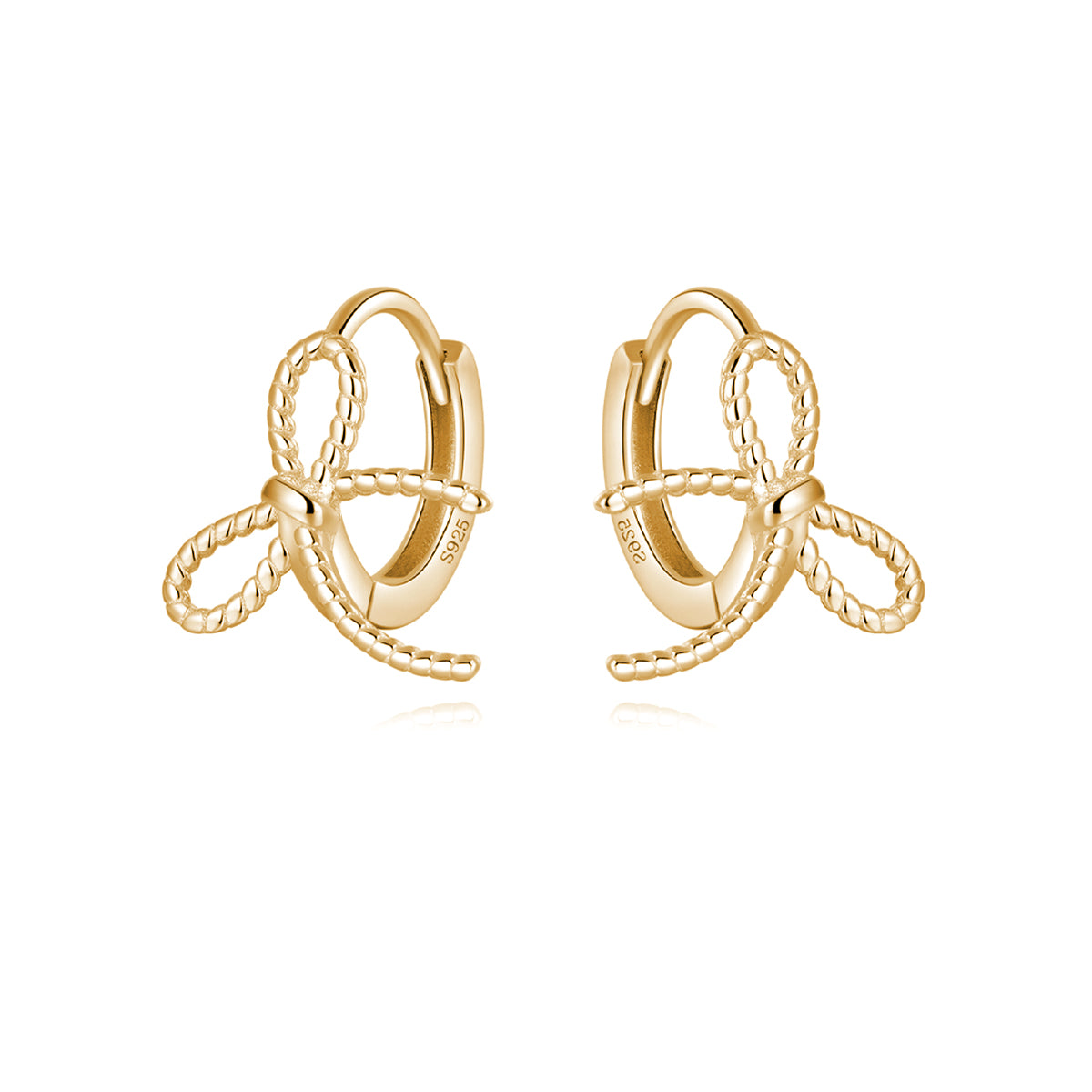 Reffeer Solid 925 Sterling Silver Bow Hoop Earrings Ribbon for Women Teen Girls Bowknot Hoop Earrings Huggie Cartilage Helix Earrings
