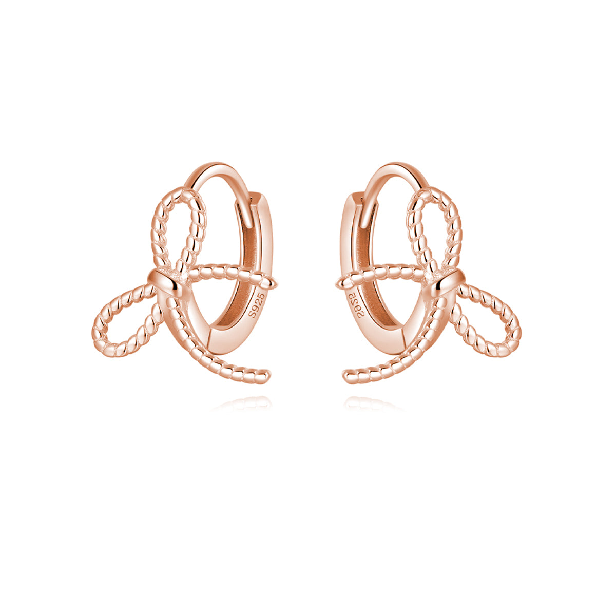 Reffeer Solid 925 Sterling Silver Bow Hoop Earrings Ribbon for Women Teen Girls Bowknot Hoop Earrings Huggie Cartilage Helix Earrings