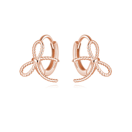Reffeer Solid 925 Sterling Silver Bow Hoop Earrings Ribbon for Women Teen Girls Bowknot Hoop Earrings Huggie Cartilage Helix Earrings