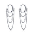 Reffeer Solid 925 Sterling Silver Chain Drop Earrings Hoop for Women Teens Hoop Earrings Tassel Chain Huggie Dangle Earrings