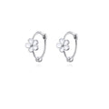 Reffeer Solid 925 Sterling Silver Flower Hoop Earrings Huggie for Women Teen Girls Daisy Hoop Earrings Cartilage Helix Earrings