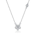 Reffeer Solid 925 Sterling Silver Dainty Flower Choker Necklace for Women Teen Girls CZ Flower Pendant Necklace