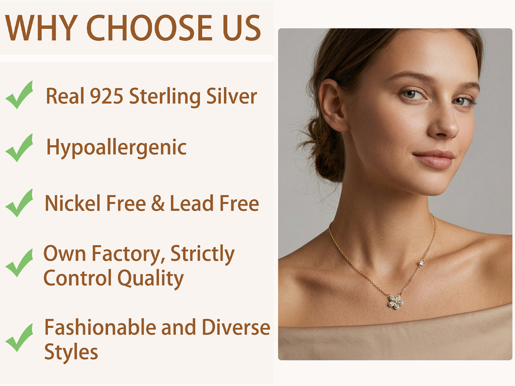 Reffeer Solid 925 Sterling Silver Dainty Flower Choker Necklace for Women Teen Girls CZ Flower Pendant Necklace