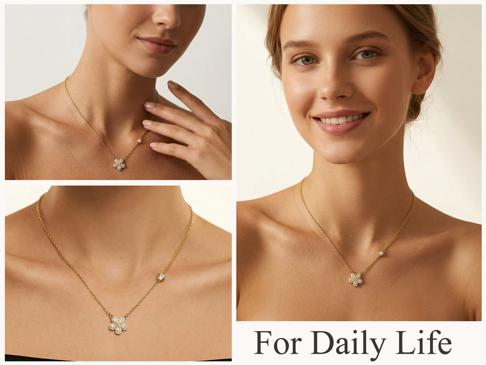 Reffeer Solid 925 Sterling Silver Dainty Flower Choker Necklace for Women Teen Girls CZ Flower Pendant Necklace