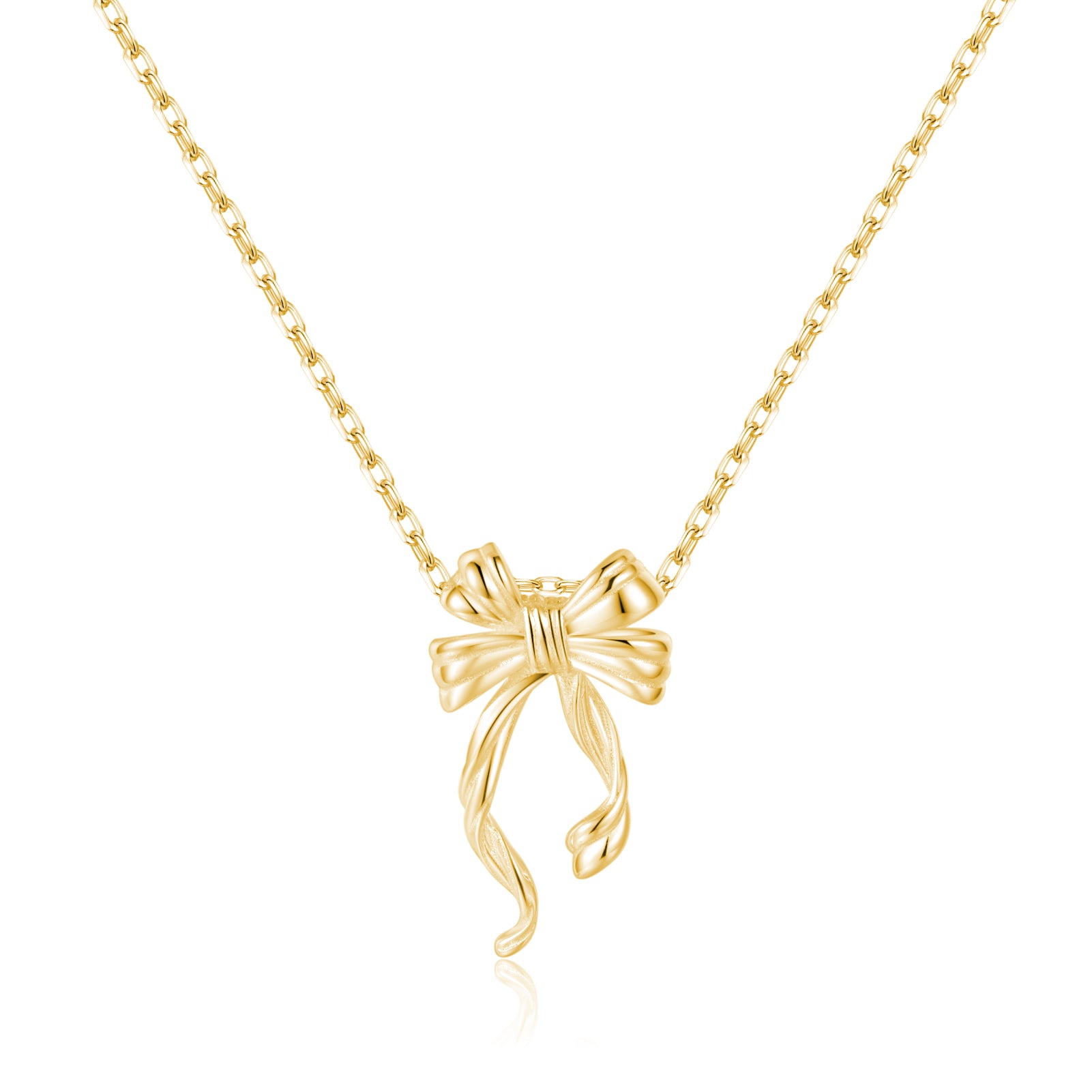 Reffeer Solid 925 Sterling Silver Bow Necklace for Women Teen Girls Bowknot Choker Necklace Pendant Ribbon Bow Necklace