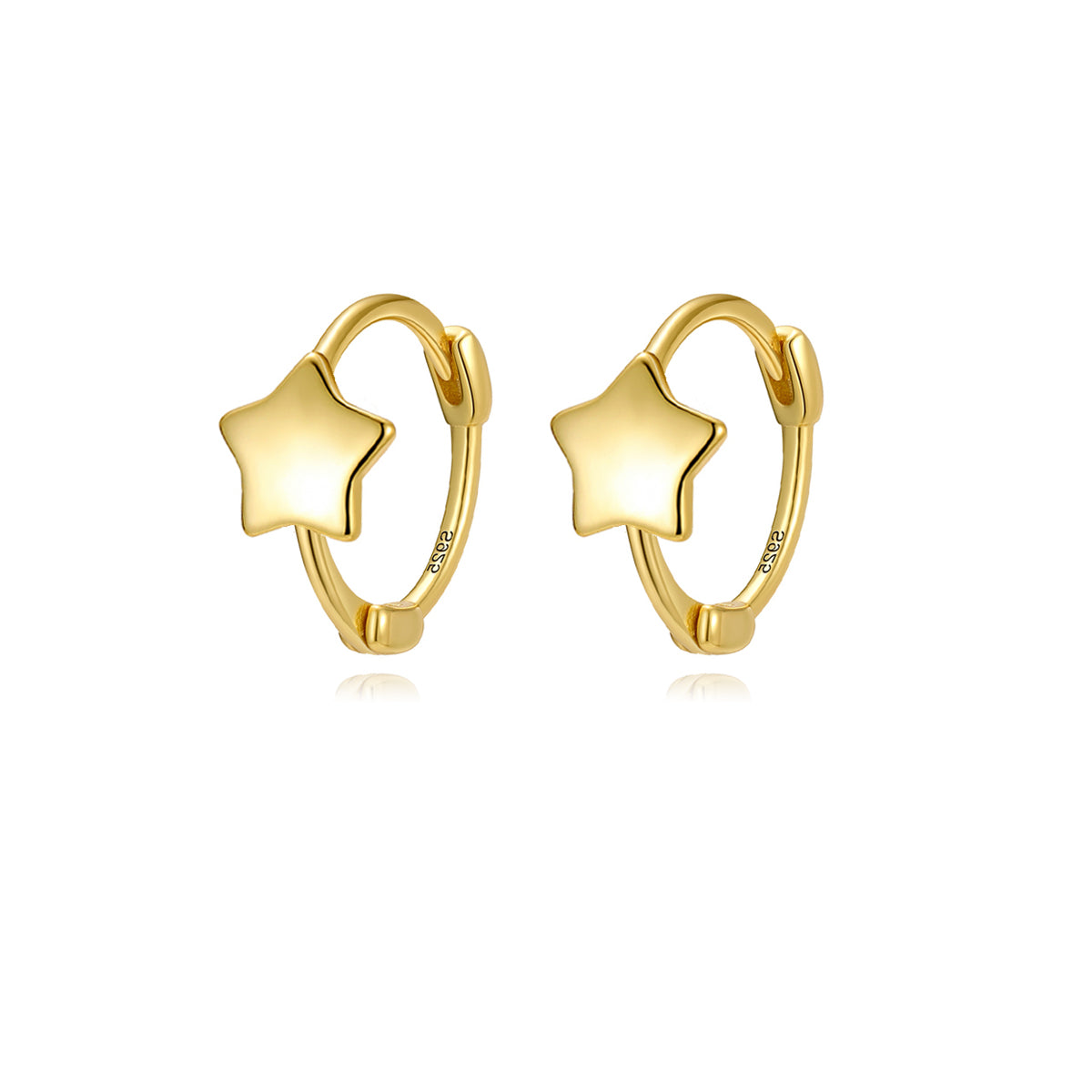 Reffeer Solid 925 Sterling Silver Star Hoop Earrings for Women Teen Girls Star Huggie Earrings Cartilage Hoops