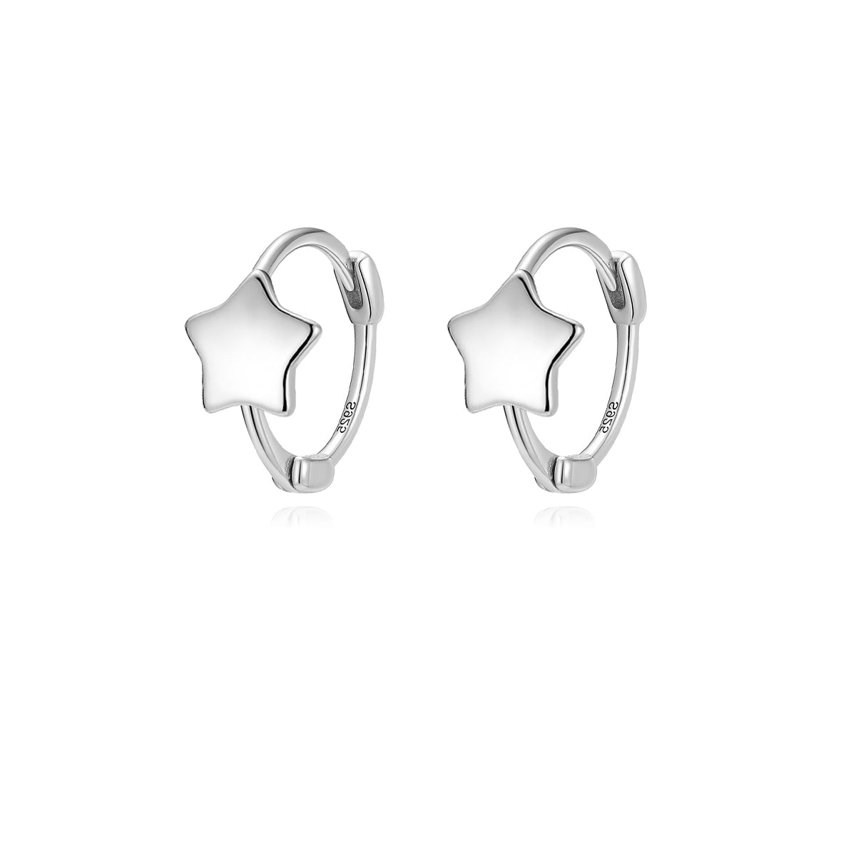 Reffeer Solid 925 Sterling Silver Star Hoop Earrings for Women Teen Girls Star Huggie Earrings Cartilage Hoops