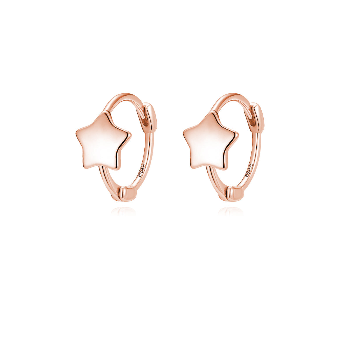 Reffeer Solid 925 Sterling Silver Star Hoop Earrings for Women Teen Girls Star Huggie Earrings Cartilage Hoops