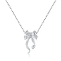 Reffeer Solid 925 Sterling Silver Bow Necklace for Women Teen Girls Bowknot Choker Necklace Pendant Ribbon Bow Necklace