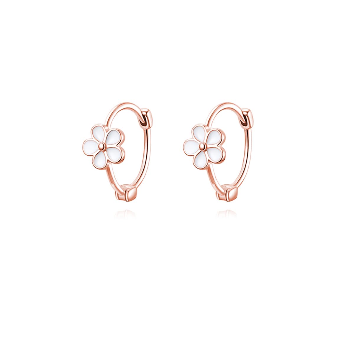 Reffeer Solid 925 Sterling Silver Flower Hoop Earrings Huggie for Women Teen Girls Daisy Hoop Earrings Cartilage Helix Earrings