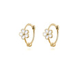 Reffeer Solid 925 Sterling Silver Flower Hoop Earrings Huggie for Women Teen Girls Daisy Hoop Earrings Cartilage Helix Earrings