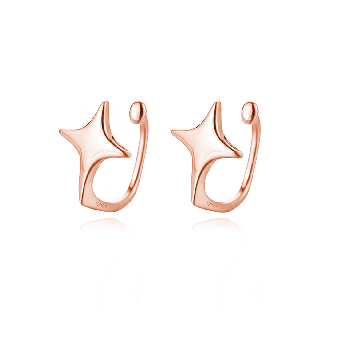 Reffeer Solid 925 Sterling Silver Star Cuff Earrings Cartilage Wraps for Women Teens Helix Earrings Star Clip On Earrings No Piercing
