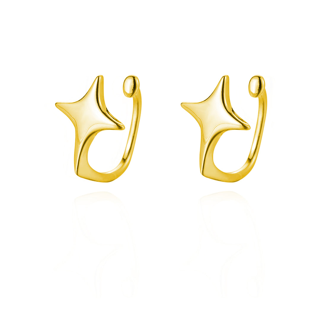 Reffeer Solid 925 Sterling Silver Star Cuff Earrings Cartilage Wraps for Women Teens Helix Earrings Star Clip On Earrings No Piercing
