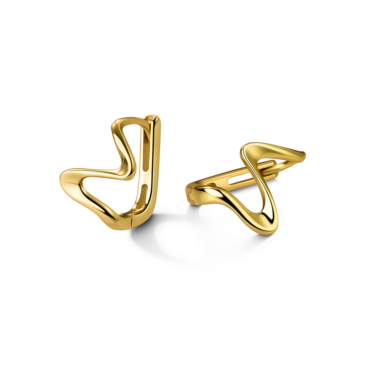 Reffeer Solid 925 Sterling Silver Wave Hoop Earrings Huggie for Women Teen Girls Minimalist Hoop Earrings Helix Cartilage Hoops