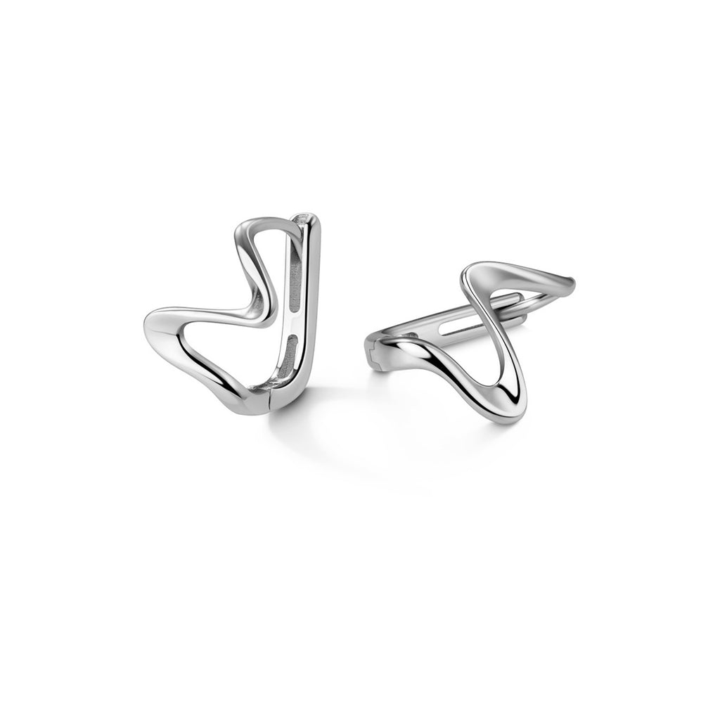 Reffeer Solid 925 Sterling Silver Wave Hoop Earrings Huggie for Women Teen Girls Minimalist Hoop Earrings Helix Cartilage Hoops
