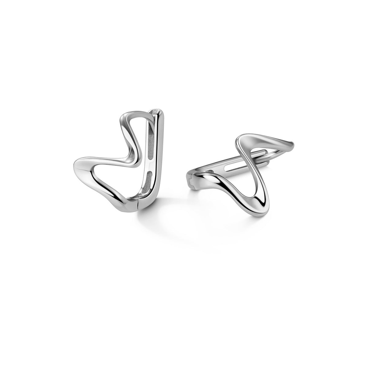 Reffeer Solid 925 Sterling Silver Wave Hoop Earrings Huggie for Women Teen Girls Minimalist Hoop Earrings Helix Cartilage Hoops